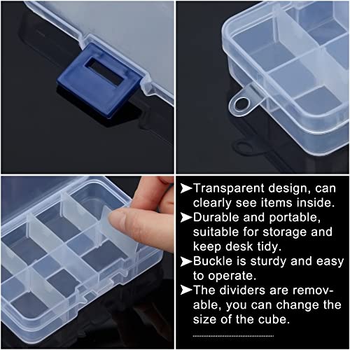 NBEADS 10 Pack 8 Grids Mini Plastic Organizer Box, 2.7x4.2x0.8inch Clear Plastic Jewelry Dividers Box Organizer Small Tackle Boxes Jewelry Storage Container for Beads Small Items Findings Storage