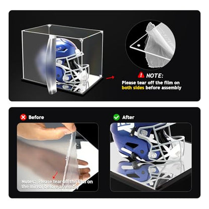 KOLIPI Mini Football Helmet Display Case, Acrylic Box 8.3x6.3x7.1 in - size: 8.3x6.3x7.1 inches