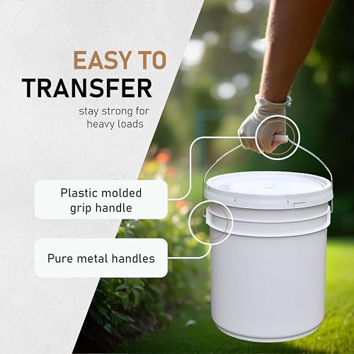 3.5 Gallon White Bucket & Lid - Durable 90 Mil All Purpose Pail - Food Grade - BPA Free Plastic - Made in USA (18 Pack)