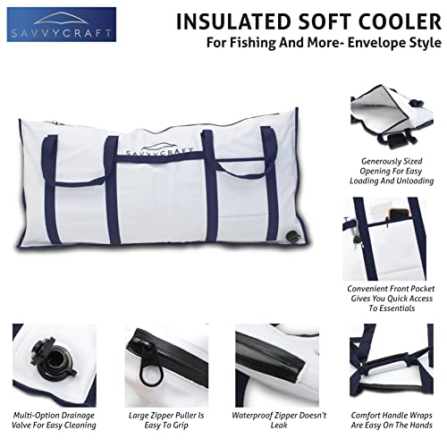 Savvycraft Waterproof Leakproof Insulated Fish Kill Bag, Heavy Duty Soft Fish Storage Bag with Easy Grip Handles, White 60" L x 20" H - style: Envelop: 60"l X 20"h