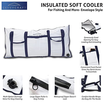 Savvycraft Waterproof Leakproof Insulated Fish Kill Bag, Heavy Duty Soft Fish Storage Bag with Easy Grip Handles, White 60" L x 20" H - style: Envelop: 60"l X 20"h