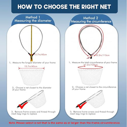 Riverruns Rubber Net Replacement with Repair Kit Fly Fishing Net Replacement Knotless Netting Bag for Rubber Fishing Net, Catch & Release - color: Transparent, size: 19.7" Dia x 23.6" Depth (59.8" Circumference)