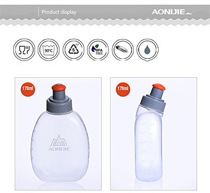 AONIJIE 250ML/350ML/500ML/600ML Portable TPU Soft Water Bottle Folding Soft Flasks For Outdoor Marathon Running Hydration Camping Hiking - color: 170ML-PP5