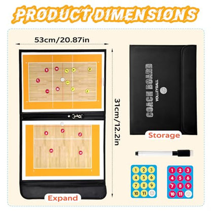 RoseFlower Volleyball Coaching Board, Magnetic Volleyball Coaches Board Tactics Board with Magnets and Pen, Volleyball Strategy Clipboard Coach Training Equipment