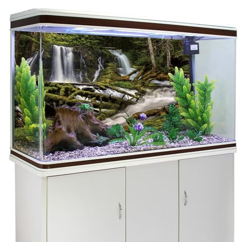 YongFoto Fish Tank Background 24x12 inch Forest Lakes Rivers Mountains Nature Scenery Polyester Backdrop Reptile Habitat Terrarium Aquarium Background - color: Green-4, size: 24x12in/60x30cm