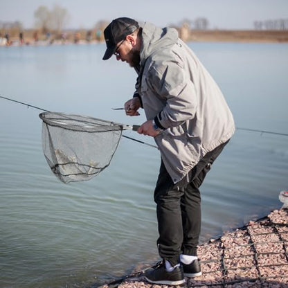 Small Handheld Fishing Net Fish Catch Net with Handle Portable Lightweight Fish Landing Tool for Freshwater Black Gray Mesh for Fishing and Catching