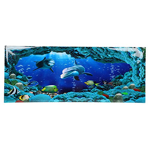 Sea World Aquarium Background, PVC Adhesive Double Sided Poster Sticker Fish Decoration(91x50cm)