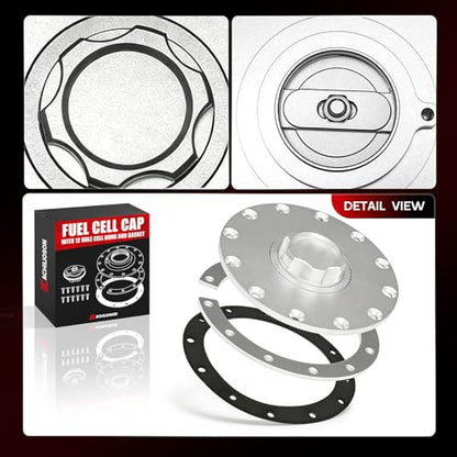 Billet Aluminum Fuel Cell Cap 12-Hole Bung & Gasket Easy Fill Fuel Tank Cover