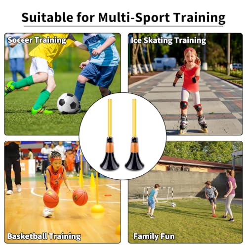 Obstacle Cones for Basketball Football and Sports Training, 10pcs Cones and 10pcs Poles with Carry Bag, Basketball Cones and Soccer Agility Poles for Soccer Basketball Speed Training
