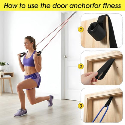 11 Pcs Resistance Bands with Handles Set, 5X Resistance Loop Bands (TPE), 5X Exercise Band with Handles (10-30 lbs), Door Anchor for Home Gym, Strength Training, Portable Fitness
