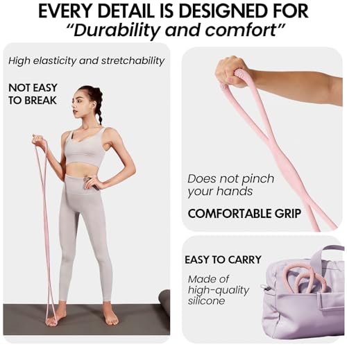 Figure 8 Resistance Band, Figure 8 Resistance Bands for Women Men,Resistance Band Figure for Working Out, Non-Slip Handles, Home Gym, Yoga & Physical Therapy - color: 15lb Pink + 25lb Gray