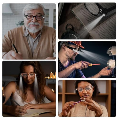 Bright LED Readers with Light Magnifying Glasses Blue Light Blocking Eyeglasses for Women Men Nighttime LED Reading Glasses+200