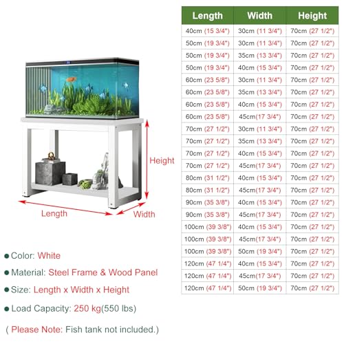 2-Tier Fish Tank Stand Cabinet, Durable Steel Frame Wooden Rack for Reptiles, Versatile Home Storage Shelf & Table Organizer, Stylish Fish Display Furniture