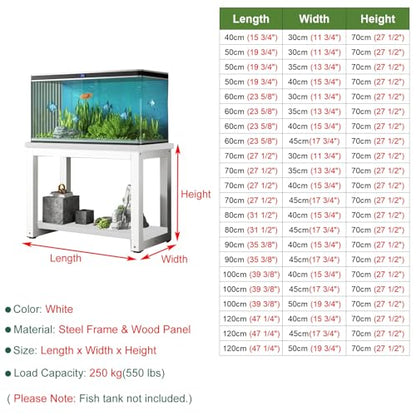 2-Tier Fish Tank Stand Cabinet, Durable Steel Frame Wooden Rack for Reptiles, Versatile Home Storage Shelf & Table Organizer, Stylish Fish Display Furniture