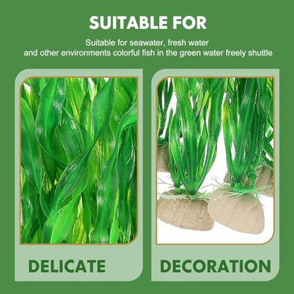 Kisangel 10pcs Artificial Fish Tank Plants Resin Underwater Kelp Grass Aquarium Landscape Decor Green for Freshwater Aquariums