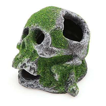 AQUA KT Aquarium Landscape Head Skeleton Skull Rock Fish Hiding Place Cichlid Cave for Gold Betta Fish Tank Decoration Freshwater or Marine Aquariums