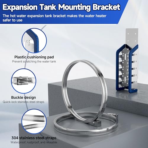 Expansion Tank Mounting Bracket with Cushion Pad, Universal Water Heater Straps, Supports 5 Gallon or up to 13-inch Diameter Hot Water Tanks,Boiler Expansion Tank, Propane Tank-2 Set - color: 2 Sets