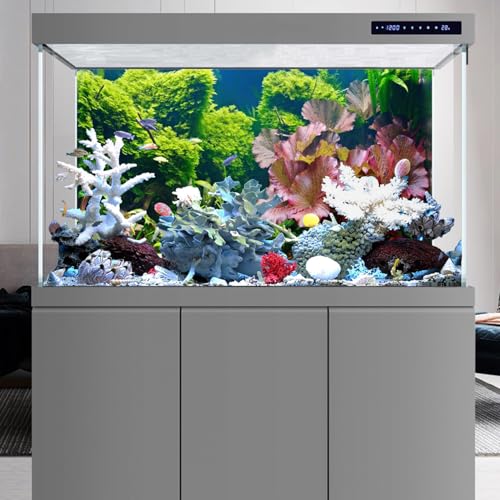 AWERT 72x24 inches Aquatic Plant Aquarium Background River Bed & Lake Fish Tank Background Vinyl - size: 72x24in/180x60cm