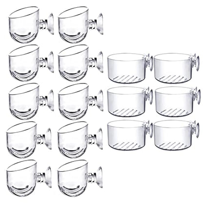 MDEOOSKY 16 Pack Aquatic Plant Cups, Acrylic Aquarium Plant Cup, Transparent Acrylic Aquatic Pot with Suction, Acrylic Aquarium Suction Cup Holder, Aquarium Decoration 2 Shapes