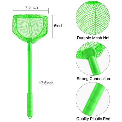 4 Pieces Fishing Net Catching Bug Fish Butterfly Nets Beach Toys for Kids Outdoor Playing (Green, Orange)