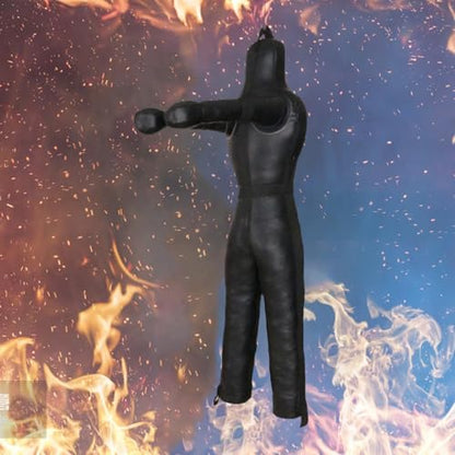 harayaa Boxing Dummy Martial Arts Training Wrestling Dummy Punching Dummy Canvas Cover Unfilled Suitable for Adults Grappling Practice Home Gym Fitness Dojo - color: 160cm Black