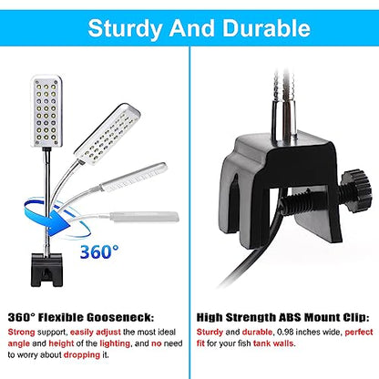 Aquarium Light Small LED Clip Light for Fish Tank 1.5W with Timer&Dimmer, 1 Yr Warranty - size: 1.5W (With Timer & Dimmer)