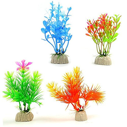10 Pack Artificial Aquarium Plants, Small Size 4 to 4.5 inch Approximate Height Fish Tank Decorations Home Décor Plastic