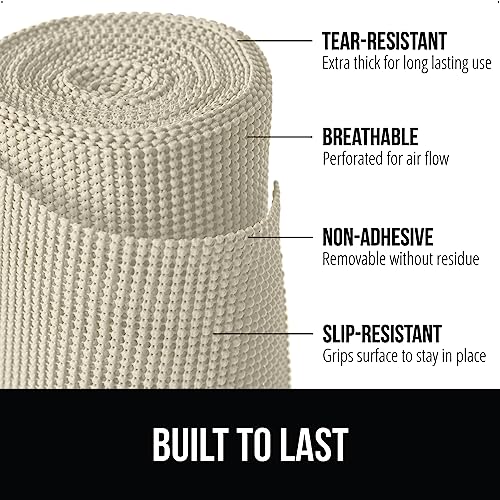 GORILLA GRIP powerGRIP Drawer Shelf and Cabinet Liner, Thick Strong Hold, Non-Adhesive Liners Protect Kitchen Cabinets and Cupboard, Bathroom Drawers, Easy Install, Breathable Mat, 12" x10' Cream - color: Cream, style: 12" x 10'