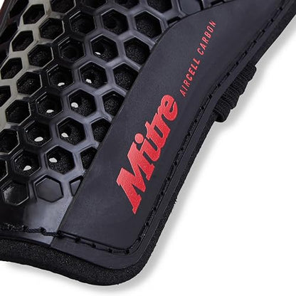 Mitre Unisex Soccer Shin Guards - color: Aircell Carbon Slip Black/Red, size: X-Small