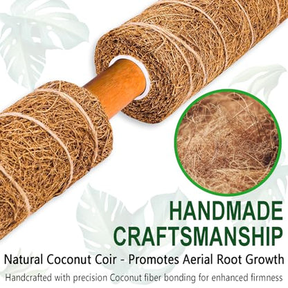 4 Pack 22 Inch Stackable Moss Pole - Thick & Sturdy Natural Coir Totem Plant Support & Garden Stakes for Monstera & Pothos, Indoor Climbing Vining Houseplants, 70" H Max