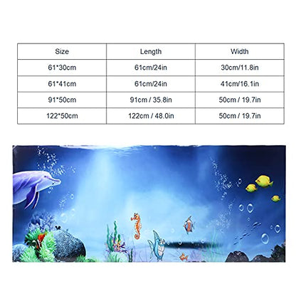 GLOGLOW Aquarium Poster, Aquarium Poster Decorative Fish Terrarium Background Poster Thicken PVC Adhesive Static Cling Wallpaper Sticker(61×30cm) Backgrounds