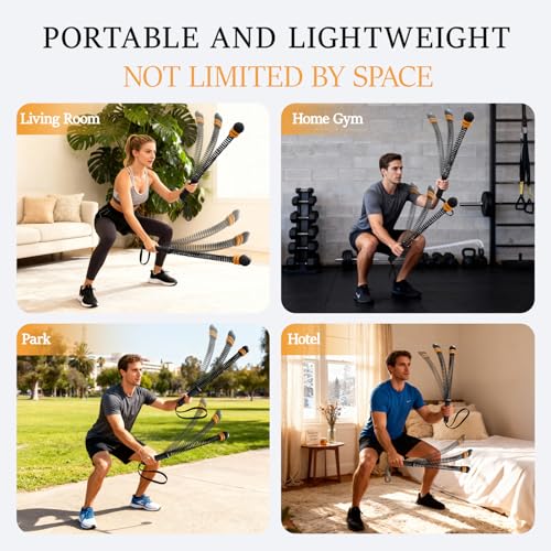 Ropeless Battle Ropes for Home Gym, Cordless Battle Rope for HIIT & Cardio (Black with Ring) - style: Black with ring