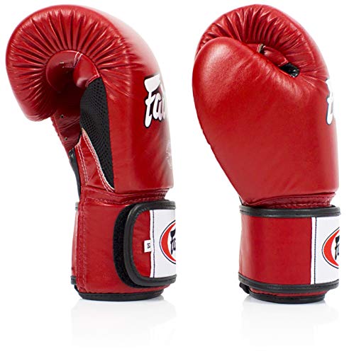 Fairtex BGV1BR Breathable Boxing Gloves, Lightweight Shock Absorbent Gear - color: Red, size: 14 oz