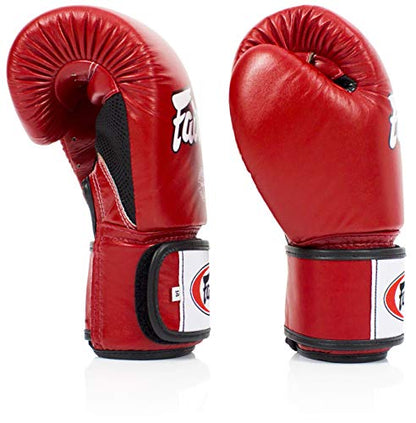Fairtex BGV1BR Breathable Boxing Gloves, Lightweight Shock Absorbent Gear - color: Red, size: 16 oz