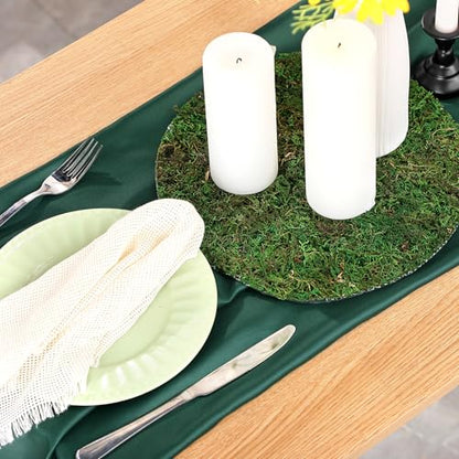 Canlierr 12 Pack Dried Moss Mats Sheets for Crafts, 10/12 Inch Round Green Preserved Moss Placemats for Wedding Party Birthday DIY Garden Plants Decor Home Table Decoration(10 Inch)