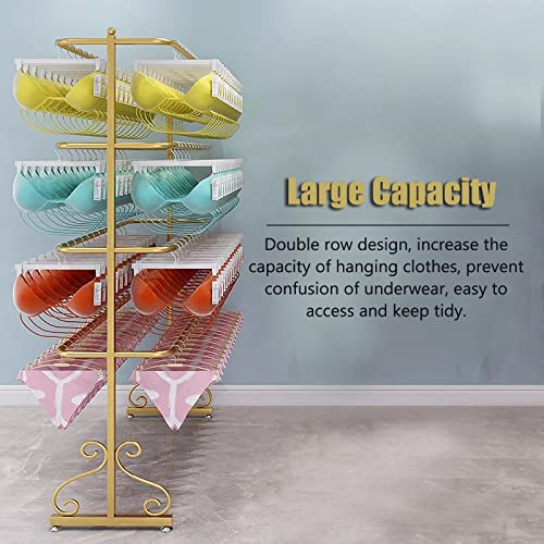 Shelf 4 Layer Metal Bras/Panties Organiser Holder, Large Capacity Tank Tops/Camisoles Display Rack For Bedroom Closet/Boutiques, With Anti-Slip Foot Pad，Black 100x45x150cm