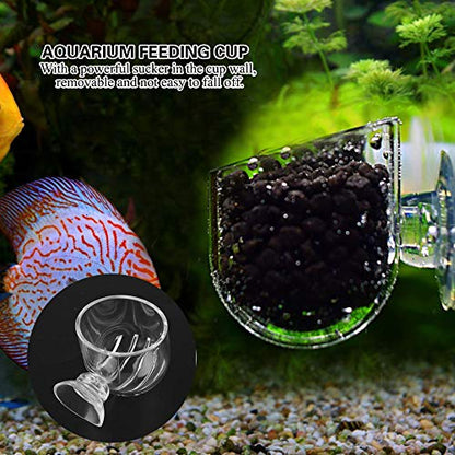 Aquarium Feeder Live Red Feeding Cone Cup Transparent Acrylic Fish Shrimp Feeder Crystal Glass Plant Feeding Container Holder with Suction Cups
