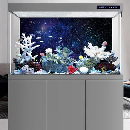 AWERT 48x18 inches Galaxy Aquarium Background Blue Starry Sky Universe Space Fish Tank Background Nebula Stars Terrarium Background
