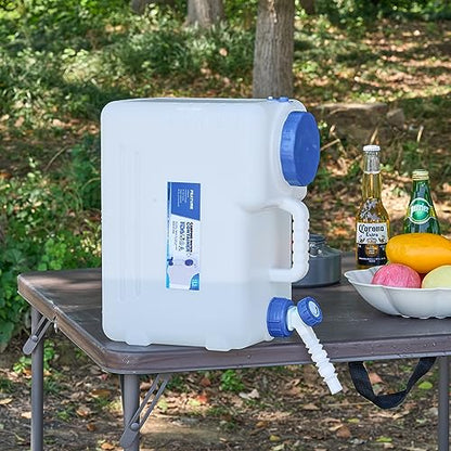 REDCAMP 3.9 Gallon/15L Portable Water Container with Spigot,Large Water Tank,Camping Water Container,Portable Emergency Water Storage for Camping,Car,Hiking, White