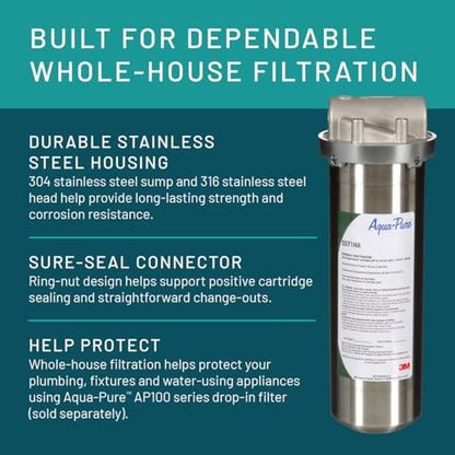 3M Aqua-Pure Whole House Std. Dia. Stainless Steel Filter Housing SST1HA. Heavy Duty Construction, Built to Last - style: SST1HA Stainless Steel Housing