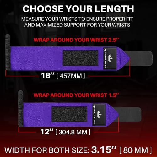 Elastic Cotton Weightlifting Wrist Wraps with Thumb Loops, 1 Pair - color: Purple, style: 18" – Queen of Lifts