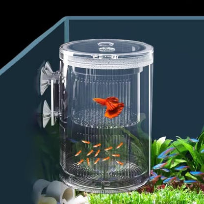 La La Pet Floating Fish Breeding Isolation Box with Suction Cups 270°Flowing Water Propagation Separate Parent and Baby Fishes Transparent Hatching Boxes Incubator for Tanks Large