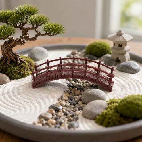 LOGOFUN Miniature Arch Bridge Plastic Chinese Bonsai Bridge Model | Plastic bridge model decorates bonsai pots, micro landscapes, fish tanks and garden craft scenes.