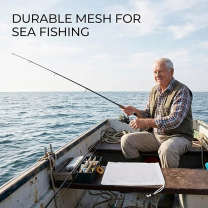 8 Chum Bags and Chum Buckets, Bait Bags for Fishing and Saltwater Fishing, White 30x40 Mesh with Drawstrings, Fishing Gear Accessories
