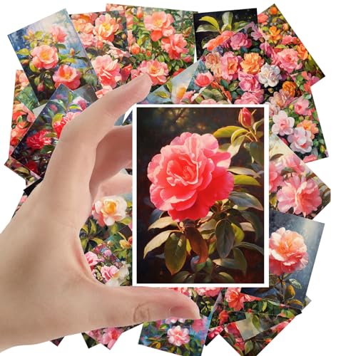 Large Stickers Pack 24 pcs ~ Vibrant Camellia Blooms: A Lush Collection of Artistic Stickerss Celebrating The Delicate Beauty and Varied Hues of These Classic Garden Favorites - color: Fiftyeight