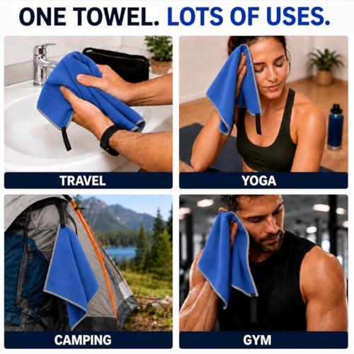 Backpacking Ultralight Quick Dry Microfiber Soft Fast Drying Hand and Face Towel Wash Cloth Camping Yoga Hiking Active Lifestyle Small (Blue, Small) - color: Blue, size: Small