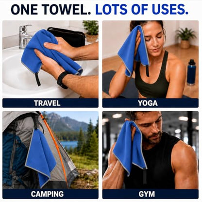 Backpacking Ultralight Quick Dry Microfiber Soft Fast Drying Hand and Face Towel Wash Cloth Camping Yoga Hiking Active Lifestyle Small (Blue, Small) - color: Blue, size: Small