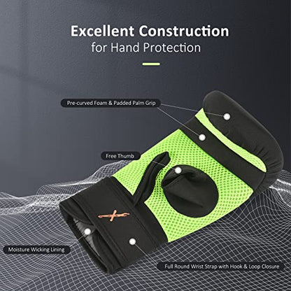 MaxxMMA Neoprene Washable Heavy Bag Gloves - Boxing Punching Training - color: Neon Yellow, size: Large-X-Large