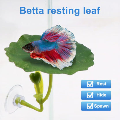 4Pc Green Leaf Betta Fish Hammock Stress-Reducing Aquarium-Safe Decor with Strong Suction Cup Fake Plant Fish Tank Decoration