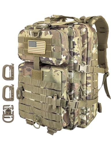 Hannibal Tactical MOLLE Assault Backpack, Tactical Backpack Military Army Camping Rucksack - color: Camouflage